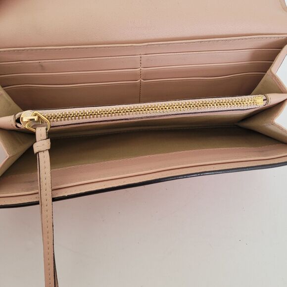 Chloe Leather Envelope Wallet Light Blush Pink Large Boho Bow Cute Clutch Long - Picture 8 of 12